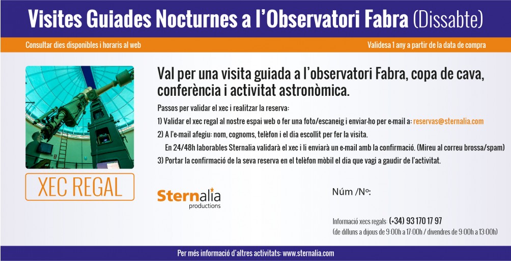 VISITES GUIADES nocturnes a l'Observatori Fabra (dissabte)