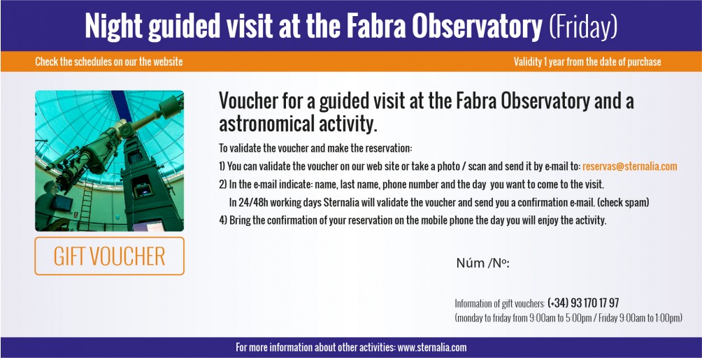 NIGHT GUIDED VISITS with observation at the Fabra Observatory (friday)